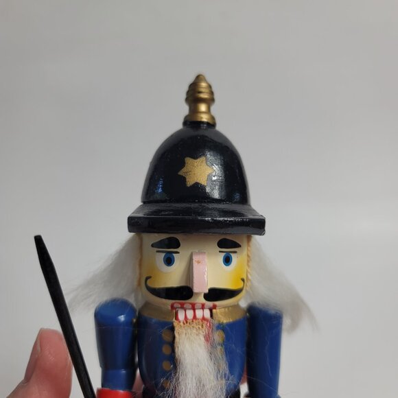 Vintage Santa's Workbench Nutcracker Baron Blue Uniform Black Hat with Star - Picture 3 of 13